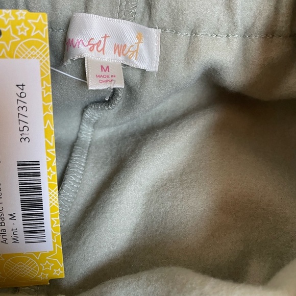 NEW Sunset West Green Fleece Joggers Sweatpants with Minimalist Design - Picture 2 of 3